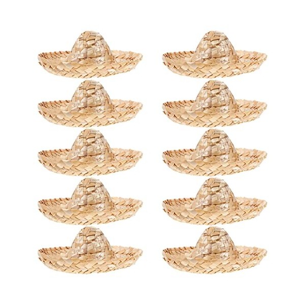 ABOOFAN Lot de 12 mini chapeaux de paille pour poupée - Chapeaux de paille tissés à la main - Accessoires de photo pour maiso