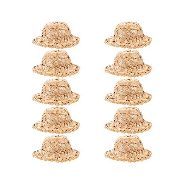 ABOOFAN Lot de 12 mini chapeaux de paille pour poupée - Chapeaux de paille tissés à la main - Accessoires de photo pour maiso