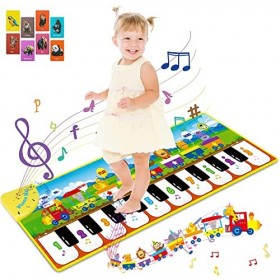 BelleStyle Piano Tapis Musical pour Enfants, Tapis de Jeu pour Piano  Musique, Tapis de Danse Musicale avec 8 Sons d'animaux Jouets Éducatifs  Cadeau