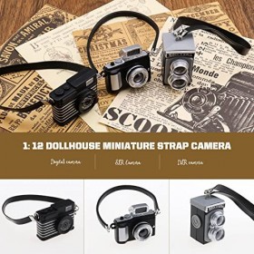 The Lord of the Tools 3pcs Caméra Miniature Maison de Poupée Échelle 1:12 Mini Modèle de Simulation dappareil Photo pour Déc