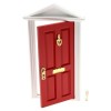 Porte de Poupée en Bois 18x9x1.3cm Cadeau pour Enfants Accessoires de Meubles de Décoration pour Poupées, Rouge