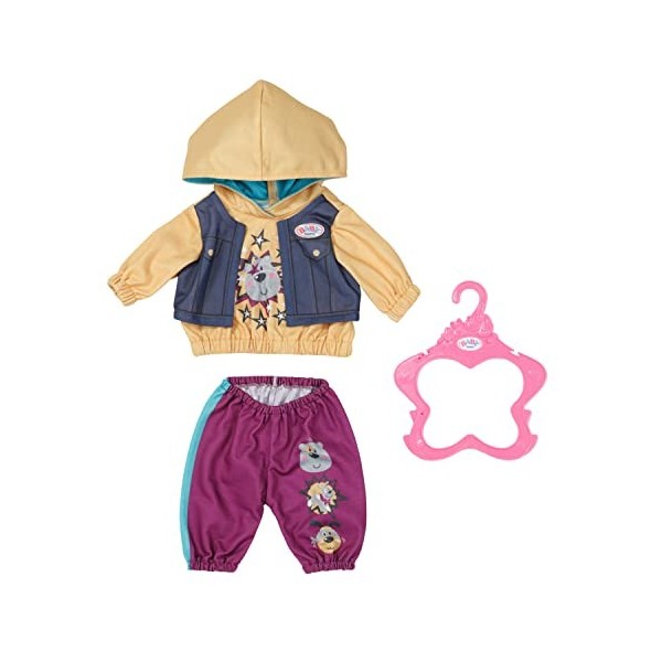 Zapf Creation Baby Born Tenue à Capuche – pour Les poupées de 43 cm – Contient 1 Haut, 1 Pantalon & 1 Cintre-pour Les Petites