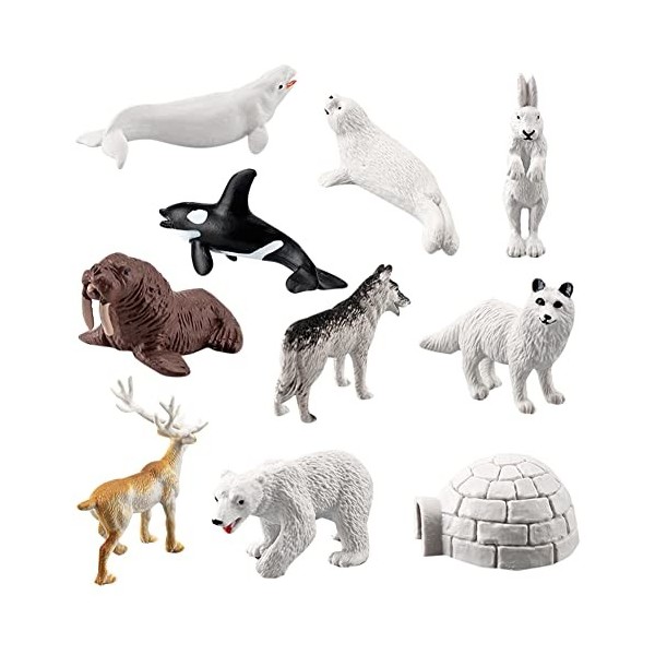 10 Pcs Mini Animaux Forêt Ensemble de Jouets Ferme Jouet Réalistes en Animaux Plastique pour Garçons Filles Enfants, Ours Pol