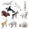 10 Pcs Mini Animaux Forêt Ensemble de Jouets Ferme Jouet Réalistes en Animaux Plastique pour Garçons Filles Enfants, Ours Pol