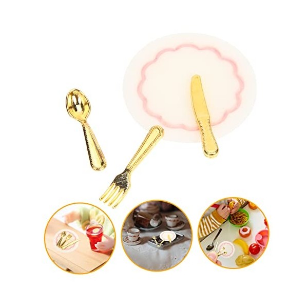 Abaodam 6 Ensembles De Mini Couverts Échelle 1 12 Accessoires pour Maison De Poupée Argenterie Miniature Maison De Poupée Min