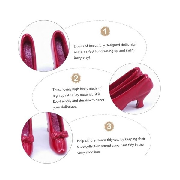 Toyvian 2 Paires Chaussures De Princesse Mini Accessoires pour Poupées Sandales à Talons Mini Talons Hauts Chaussures Hautes 