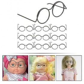 TOYANDONA Lot de 10 lunettes de poupée tendance avec lentille en fil métallique - Lunettes de costume vintage - Accessoires d