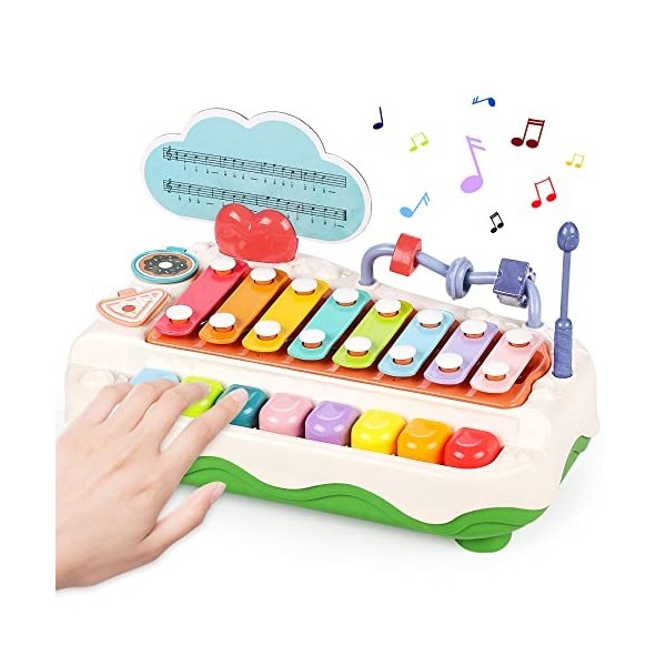 Eucomir Jouets Piano Jeux pour Bébé, Clavier de Piano 6 Mois et Plus Couleurs de Jouets et Instrument de Musique Jouets éduca
