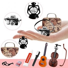 Objet Miniature Accessoire Maison de Poupee 17 Pièces Miniature de Maison de Poupée Ensemble de Maison de Poupée Miniature Vi