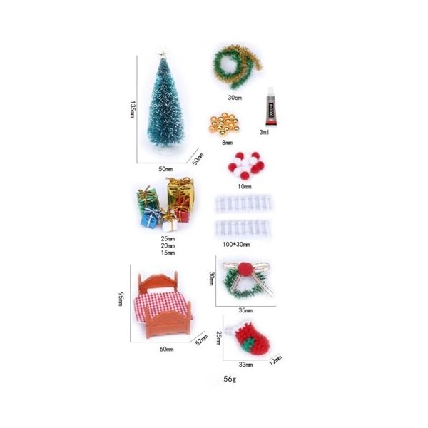 perfk Accessoires de noël pour Maison de poupée 1:12, Micro Ornement de Paysage, lit de Maison de poupée, Ornements de Jardin