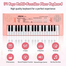 Docam Clavier de Piano pour Enfants, 37 Touches Piano Musical pour Enfants avec Microphone Jouets Éducatifs Multifonctions Él