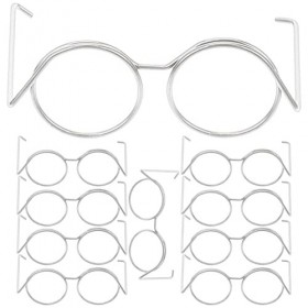 Kisangel Lot de 10 paires de lunettes à liqueur - Bord en fil métallique - Verres transparents - Petites lunettes de poupée -