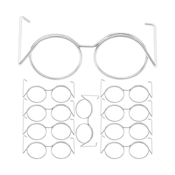 Kisangel Lot de 10 paires de lunettes à liqueur - Bord en fil métallique - Verres transparents - Petites lunettes de poupée -