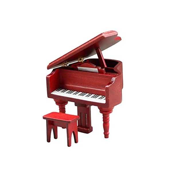 Generico Piano avec Tabouret Figurine pour Boîte de Chambre de Maison de Poupée 1/12 - Domotique et Objets Connectés à Faire 