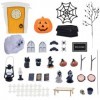 Décorations de Maison de poupée dhalloween 32 Pièces Accessoires pour Maison Miniature Ensemble dhalloween de Porte de Luti