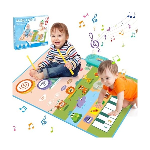 Jouet pour bébé 1 an Tapis musical ACELIFE 3 en 1 avec clavier et batterie - Jouet pour enfants - Cadeau danniversaire de No