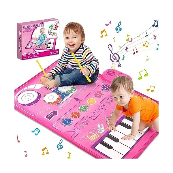 Jouet pour bébé 1 an Tapis musical ACELIFE 3 en 1 avec clavier et batterie - Jouet pour enfants - Cadeau danniversaire de No