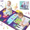2 en 1 Tapis Musical Bébé,Tapis De Piano&Amp pour Enfants,Tapis De Musique pour Tout-Petits, avec Batterie De Jazz Et Clavier