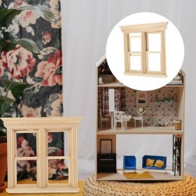 Didiseaon Petite Fenêtre en Bois De Poupée Fenêtre De Maison De Poupée Portable Mini Simulation en Bois Fenêtre À Double Pous