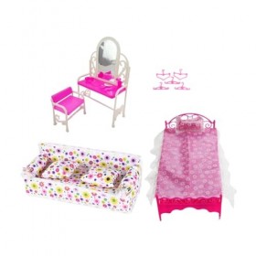 Amagogo Accessoires de Meubles de Poupée 9x1/6, Coiffeuse et Chaise, Modèle Miniature de Canapé-lit pour La Maison, Le Salon,