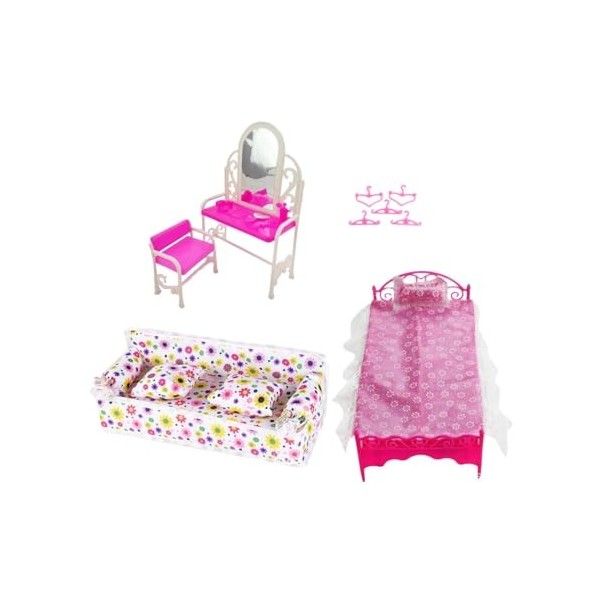 Amagogo Accessoires de Meubles de Poupée 9x1/6, Coiffeuse et Chaise, Modèle Miniature de Canapé-lit pour La Maison, Le Salon,