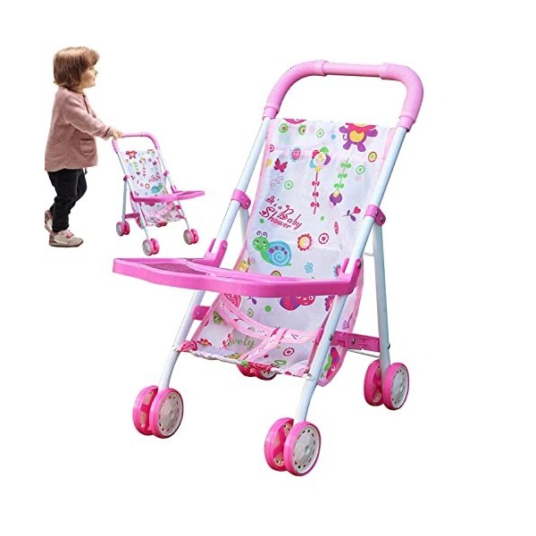 Poussette pour poupées,Poussette de poupée pour Enfant avec Panier inférieur - Poussette Jouet pour Filles pour Une Utilisati