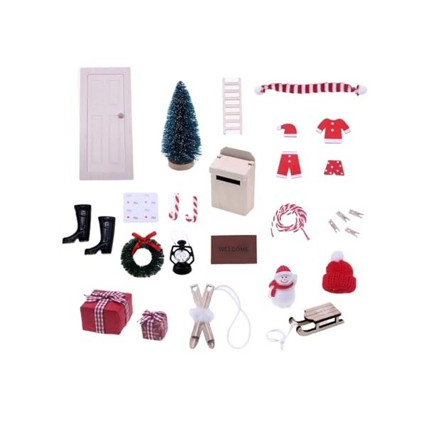 predolo Accessoires de Noël pour Maison de poupée à léchelle 1:12, Jouets de Jeu de Simulation, pour Micro-décoration, Porte