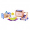 Jouet Hape - Ensemble Chambre de Bébé pour Maison de Poupée en Bois - Accessoires Chambre Bébé en Bois Berceau, Table à Lange