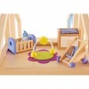 Jouet Hape - Ensemble Chambre de Bébé pour Maison de Poupée en Bois - Accessoires Chambre Bébé en Bois Berceau, Table à Lange