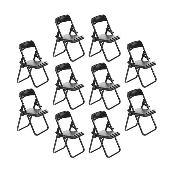 MAGICLULU Lot de 10 mini chaises pliantes miniatures pour maison de poupée - Support de téléphone - En plastique - Modèle pou