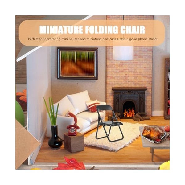 MAGICLULU Lot de 10 mini chaises pliantes miniatures pour maison de poupée - Support de téléphone - En plastique - Modèle pou