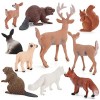 10 Pcs Mini Animaux Forêt Ensemble de Jouets Ferme Jouet Réalistes en Animaux Plastique pour Garçons Filles Enfants, Ours Pol