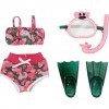 BABY born Weekend Deluxe Set de plongée – Poupées 43 cm – Avec 1 bikini, lunettes de plongée, 1 tuba & palmes – Pour les peti