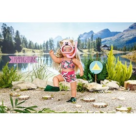 BABY born Weekend Deluxe Set de plongée – Poupées 43 cm – Avec 1 bikini, lunettes de plongée, 1 tuba & palmes – Pour les peti