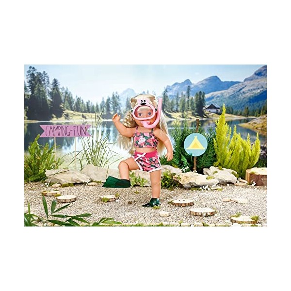 BABY born Weekend Deluxe Set de plongée – Poupées 43 cm – Avec 1 bikini, lunettes de plongée, 1 tuba & palmes – Pour les peti