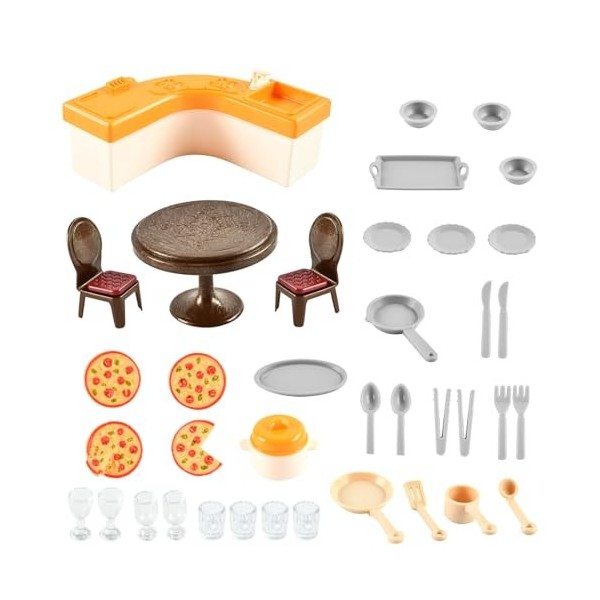 Meubles et Accessoires Poupée, 38 Pièces Accessoires de Cuisine Miniature, Doll House Mini Furniture, Maison de poupée, Meubl