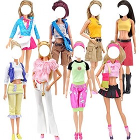 Lance Home® 5 Ensemble Robes Hiver Robes + Pantalon Chaussures Sac De Mode Chapeau pour Poupées de 29cm Accessoires Bébé Cade