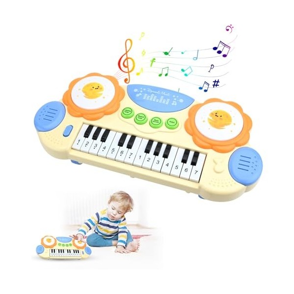 GOPLUS Ensemble Piano et Batterie pour Enfants,4 Tambours Jouet