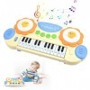 Piano Enfants,14 Touches Piano pour Enfants,Clavier de Piano pour Enfants,Jouet Déducation Précoce Jouet dapprentissage Mus