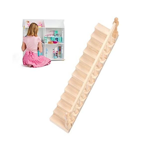 Pwshymi Escalier Miniature, Escaliers de Maison de Poupée - Escalier Brillant à Léchelle 1/12 Accessoires de Décoration de M
