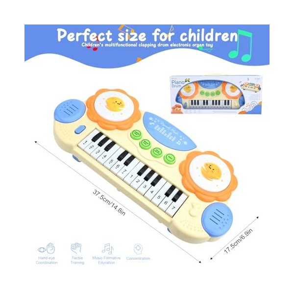 Piano Enfants,14 Touches Piano pour Enfants,Clavier de Piano pour Enfants,Jouet Déducation Précoce Jouet dapprentissage Mus