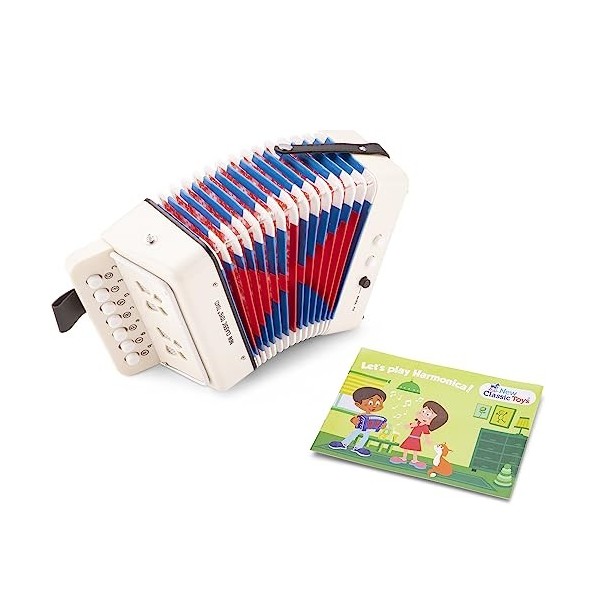 New Classic Toys Accordéon avec Livre de Musique - Blanc