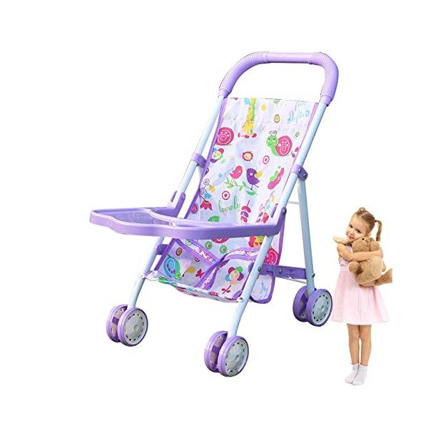 Poussette pour poupées - Poussette Pliable pour Enfant avec Panier inférieur,Poussette pour Filles à partir de 3 Ans, Cadeau 