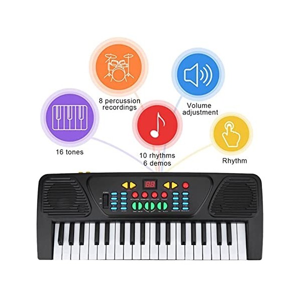 Clavier électronique pour enfants, piano électronique à 37 touches avec microphone, mini clavier numérique, piano musical, jo