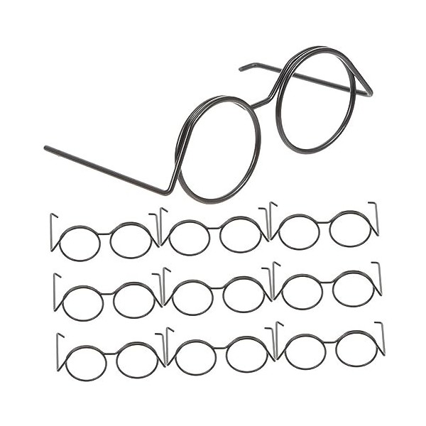 ibasenice 10Pcs Poupée Lunettes Cadre Noir Lunettes De Soleil Décor Mini Lunettes pour Poupées Lunettes Accessoires pour Habi