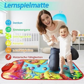 Vatos Tapis de Piano pour Garçons Filles, Tapis de Musique pour Bébé avec 9 Touches, 7 Dino & 1 Vulcan Sound, Tapis de Clavie