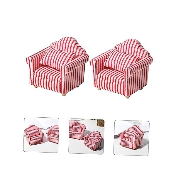 ibasenice 2 Pièces Salon Canapé Ensemble Meubles en Bois Mini Accessoires pour Poupées Bébé Jouets en Bois Bébé Jouet Meubles