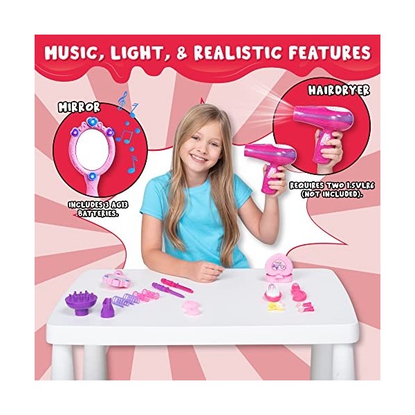 JOYIN Jouet de Beauté Mode Salon Mignon pour Petites Filles Poupée Kit Semblant Jouer Ensemble avec Jouet Sèche-Cheveux, Miro