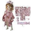 Nouveau 1/6 BJD poupée vêtements Mignon Rose Rouge Kimono Peignoir Costume épingle à Cheveux pour 1/6 YOSD, SD, BJD 30 cm pou