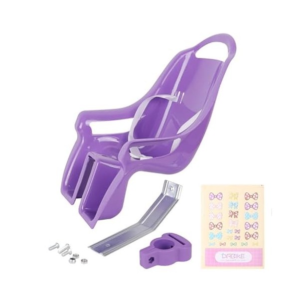 Porte-poupée Pour Vélo Enfant – Siège ABS Rose/violet Avec Autocollants, Sangle De Sécurité, Pour Jeux Imaginatifs